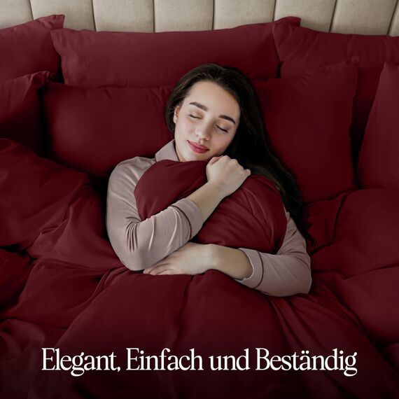 Utopia Bedding Bettwäsche 200x200 Set - Mikrofaser Bettbezug 200x200 cm + 2 Kissenbezüge 80x80 cm - Burgund
