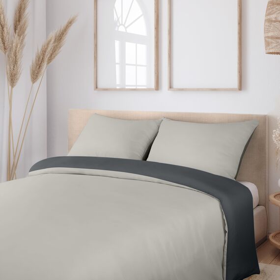 Utopia Bedding Bettwäsche 200x200 Set - Mikrofaser Bettbezug 200x200 cm + 2 Kissenbezüge 50x75 cm - Dunkelgrau/Hellgrau