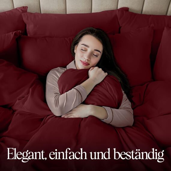 Utopia Bedding Bettwäsche 200x200 Set - Mikrofaser Bettbezug 200x200 cm + 2 Kissenbezüge 50x75 cm - Burgund