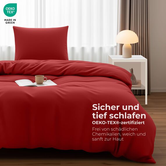 Utopia Bedding Bettwäsche 135x200 Set - Mikrofaser Bettbezug 135x200 cm + 1 Kissenbezug 80x80 cm - Rot