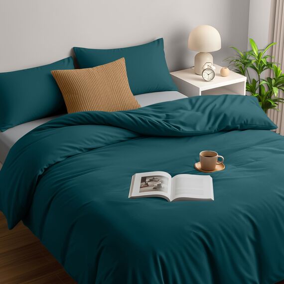 Utopia Bedding Bettwäsche 200x200 Set - Mikrofaser Bettbezug 200x200 cm + 2 Kissenbezüge 50x75 cm - Blaugrün