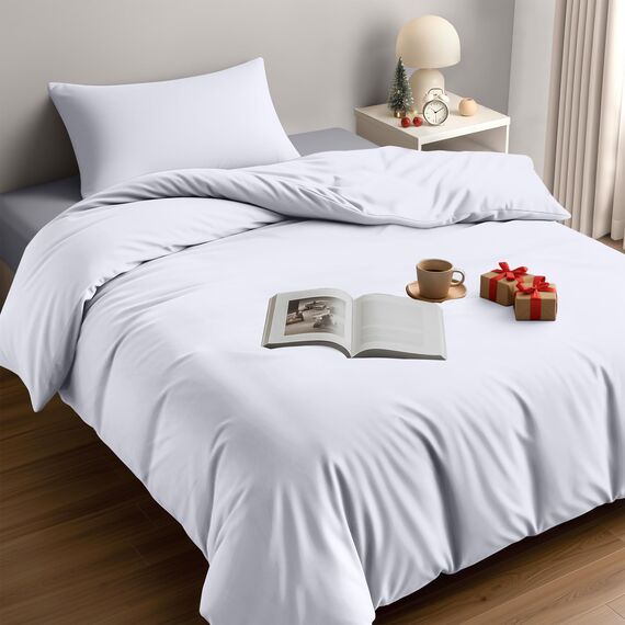 Utopia Bedding Bettwäsche 135x200 Set - Mikrofaser Bettbezug 135x200 cm + 1 Kissenbezug 50x75 cm - Weiß