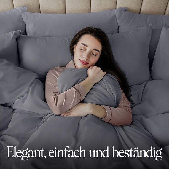 Utopia Bedding Bettwäsche Set - Mikrofaser Bettbezug 230x220 cm + 2 Kissenbezüge 50x75 cm - Grau
