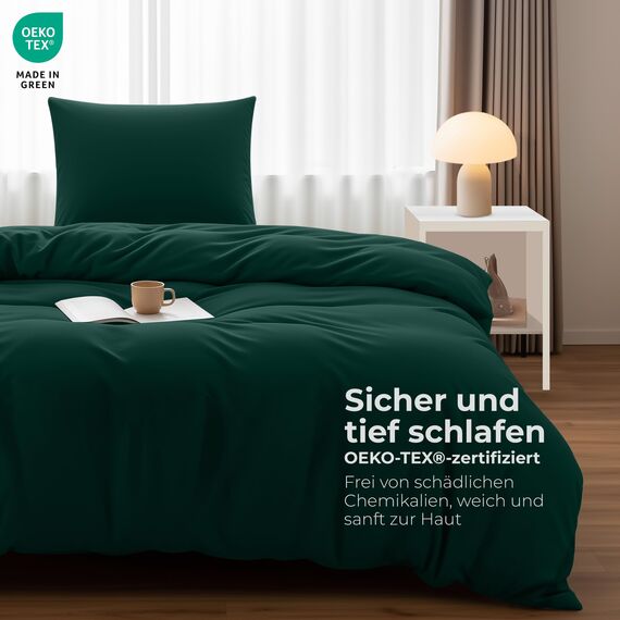 Utopia Bedding Bettwäsche 135x200 Set - Mikrofaser Bettbezug 135x200 cm + 1 Kissenbezug 80x80 cm - Smaragd