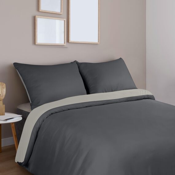Utopia Bedding Bettwäsche 200x200 Set - Mikrofaser Bettbezug 200x200 cm + 2 Kissenbezüge 50x75 cm - Dunkelgrau/Hellgrau