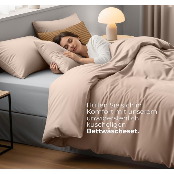 Utopia Bedding Bettwäsche Set - Mikrofaser Bettbezug 230x220 cm + 2 Kissenbezüge 50x75 cm - Beige