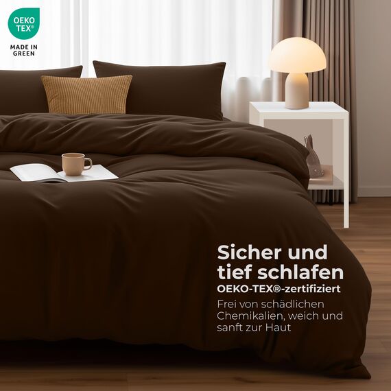 Utopia Bedding Bettwäsche 200x200 Set - Mikrofaser Bettbezug 200x200 cm + 2 Kissenbezüge 50x75 cm - Braun