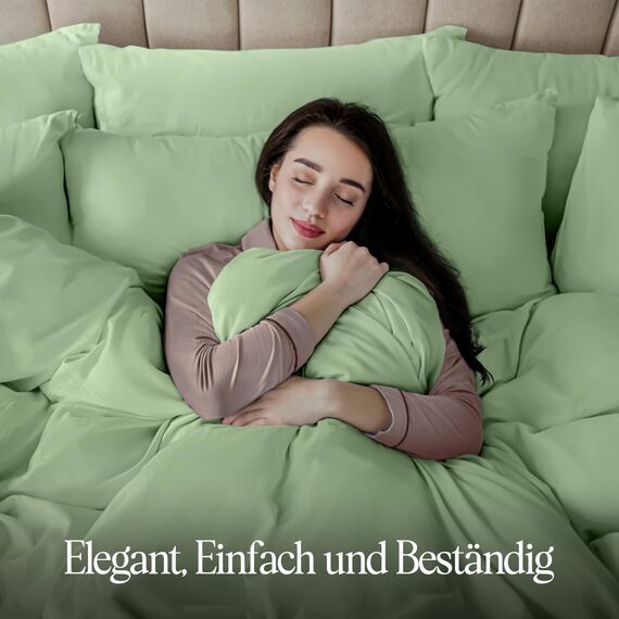 Utopia Bedding Bettwäsche 220x240 Set - Mikrofaser Bettbezug 240x220 cm + 2 Kissenbezüge 65x65 cm - Salbeigrün