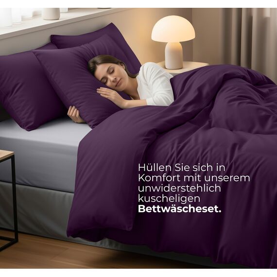 Utopia Bedding Bettwäsche Set - Mikrofaser Bettbezug 260x240 cm + 2 Kissenbezüge 65x65 cm - Lila