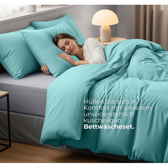 Utopia Bedding Bettwäsche 135x200 Set - Mikrofaser Bettbezug 135x200 cm + 1 Kissenbezug 80x80 cm - Spa blau