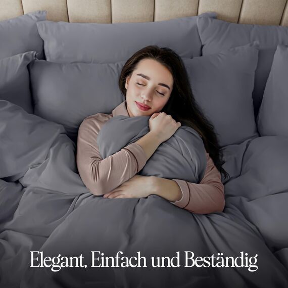 Utopia Bedding Bettwäsche 155x220 - Mikrofaser Bettbezug 155x220 cm + 2 Kissenbezüge 80x80 cm - Grau
