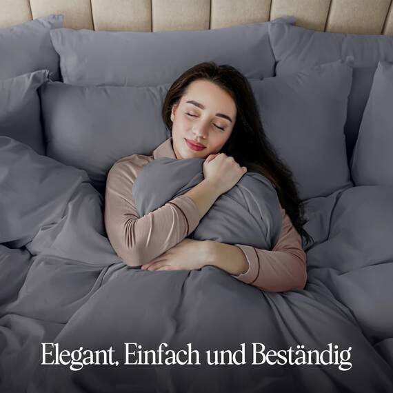 Utopia Bedding Bettwäsche Set - Mikrofaser Bettbezug 260x240 cm + 2 Kissenbezüge 65x65 cm - Grau