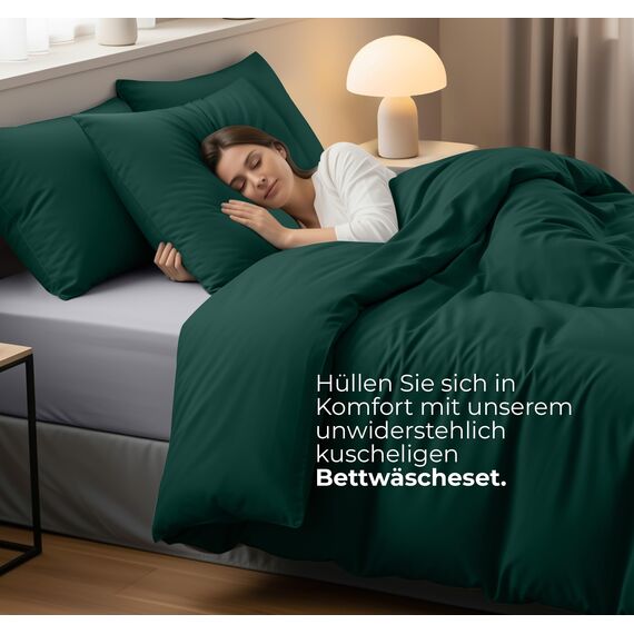 Utopia Bedding Bettwäsche 135x200 Set - Mikrofaser Bettbezug 135x200 cm + 1 Kissenbezug 80x80 cm - Smaragd