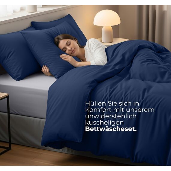 Utopia Bedding Bettwäsche 140x200 Set - Mikrofaser Bettbezug 140x200 cm + 1 Kissenbezug 65x65 cm - Marineblau