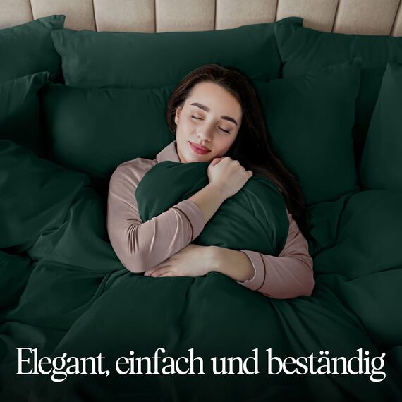 Utopia Bedding Bettwäsche 135x200 Set - Mikrofaser Bettbezug 135x200 cm + 1 Kissenbezug 80x80 cm - Smaragd