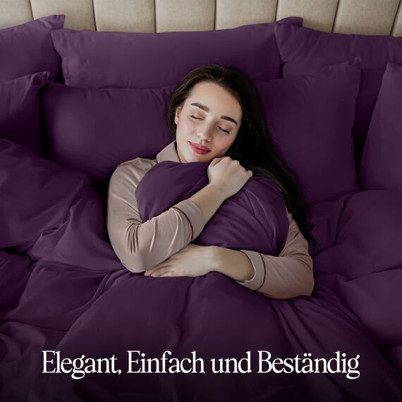 Utopia Bedding Bettwäsche 220x240 Set - Mikrofaser Bettbezug 240x220 cm + 2 Kissenbezüge 65x65 cm - Lila