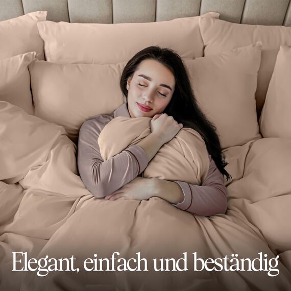 Utopia Bedding Bettwäsche Set - Mikrofaser Bettbezug 230x220 cm + 2 Kissenbezüge 50x75 cm - Beige