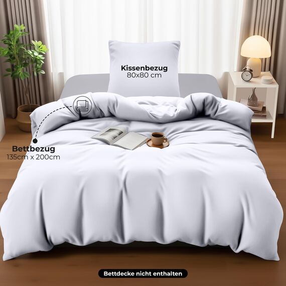 Utopia Bedding Bettwäsche 135x200 Set - Mikrofaser Bettbezug 135x200 cm + 1 Kissenbezug 80x80 cm - Weiß