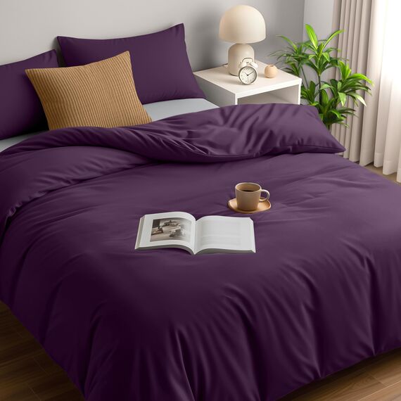 Utopia Bedding Bettwäsche 200x200 Set - Mikrofaser Bettbezug 200x200 cm + 2 Kissenbezüge 50x75 cm - Lila
