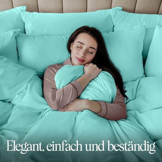 Utopia Bedding Bettwäsche 135x200 Set - Mikrofaser Bettbezug 135x200 cm + 1 Kissenbezug 80x80 cm - Spa blau