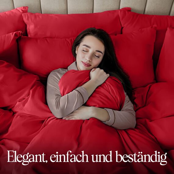 Utopia Bedding Bettwäsche 200x200 Set - Mikrofaser Bettbezug 200x200 cm + 2 Kissenbezüge 50x75 cm - Rot