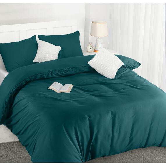 Utopia Bedding Bettwäsche 200x200 Set - Mikrofaser Bettbezug 200x200 cm + 2 Kissenbezüge 50x75 cm - Smaragd