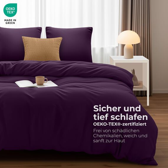 Utopia Bedding Bettwäsche Set - Mikrofaser Bettbezug 260x240 cm + 2 Kissenbezüge 65x65 cm - Lila