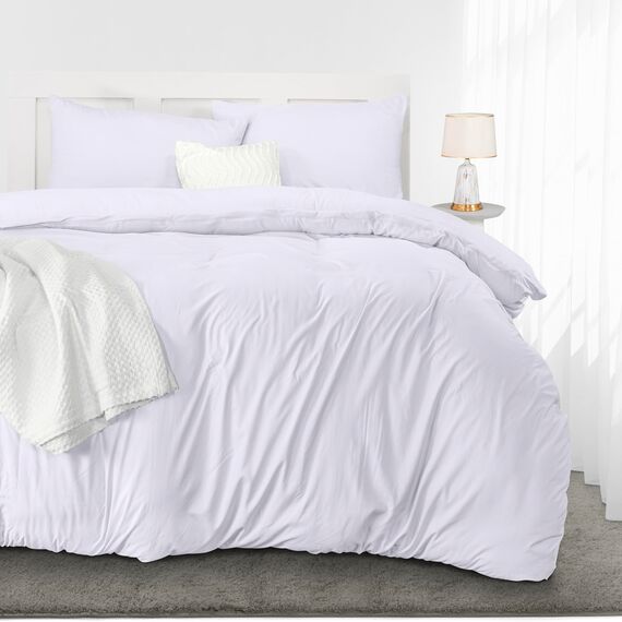 Utopia Bedding Bettwäsche 200x200 Set - Mikrofaser Bettbezug 200x200 cm + 2 Kissenbezüge 50x75 cm - Weiß