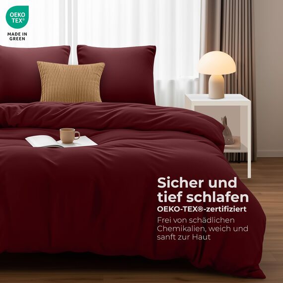 Utopia Bedding Bettwäsche 200x200 Set - Mikrofaser Bettbezug 200x200 cm + 2 Kissenbezüge 80x80 cm - Burgund