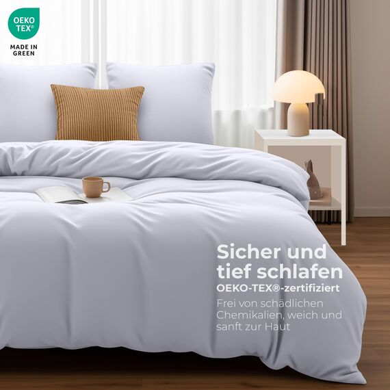 Utopia Bedding Bettwäsche 155x220 - Mikrofaser Bettbezug 155x220 cm + 2 Kissenbezüge 80x80 cm - Weiß