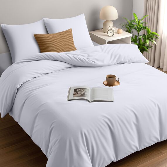 Utopia Bedding Bettwäsche 220x240 Set - Mikrofaser Bettbezug 240x220 cm + 2 Kissenbezüge 80x80 cm - Weiß