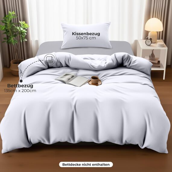 Utopia Bedding Bettwäsche 135x200 Set - Mikrofaser Bettbezug 135x200 cm + 1 Kissenbezug 50x75 cm - Weiß