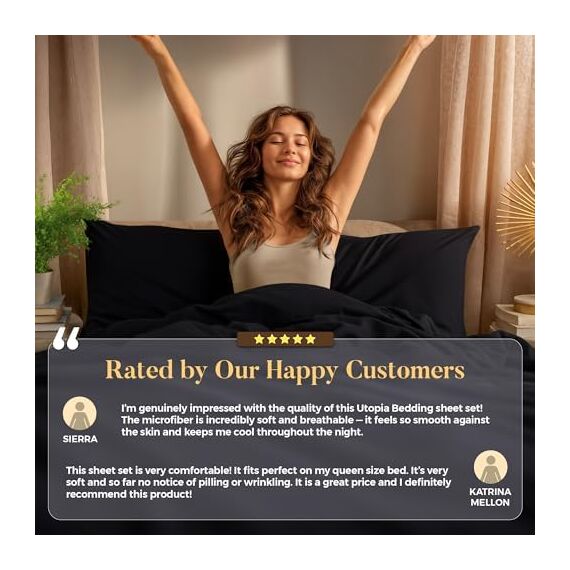 Utopia Bedding Bettwäsche-Set für Twin-Bett, 3-teilig, gebürstete Mikrofaser, schrumpft und lichtbeständig, pflegeleicht (Twin-Size-Bett, Schwarz)