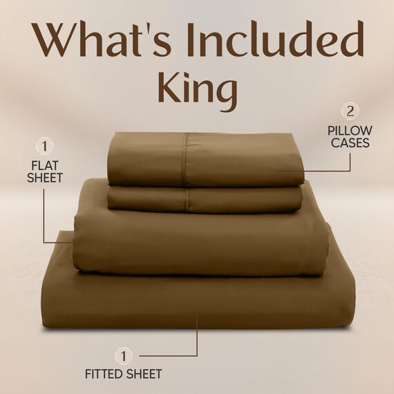 Utopia Bedding Bettwäsche-Set für King-Size-Betten, 4-teilig, gebürstete Mikrofaser, schrumpft und lichtbeständig, pflegeleicht (Kingsize, Mokka)