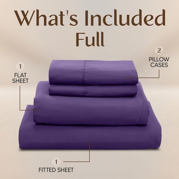 Utopia Bedding Komplettes Bettwäscheset – 4-teiliges Bettwäscheset für Doppelbetten, weiche und atmungsaktive Mikrofaser, enthält 1 Spannbetttuch, 1 Bettlaken und 2 Kissenbezüge (Aubergine)