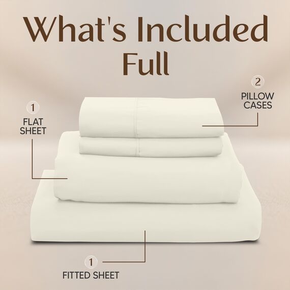 Utopia Bedding Bettwäscheset, 4-teilig, gebürstete Mikrofaser, schrumpft und lichtbeständig, pflegeleicht (Voll, Elfenbein)