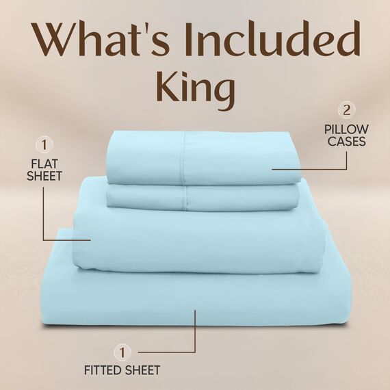 Utopia Bedding Bettwäsche-Set für King-Size-Bett, 4-teilig, gebürstete Mikrofaser, schrumpft und lichtbeständig, pflegeleicht (King-Size-Bett, Eisblau)