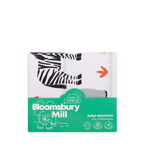 Bloomsbury Mill - Safari-Abenteuer – Dschungeltiere - Zwei Kissenbezüge (zusätzlich) - 50cm x 75cm