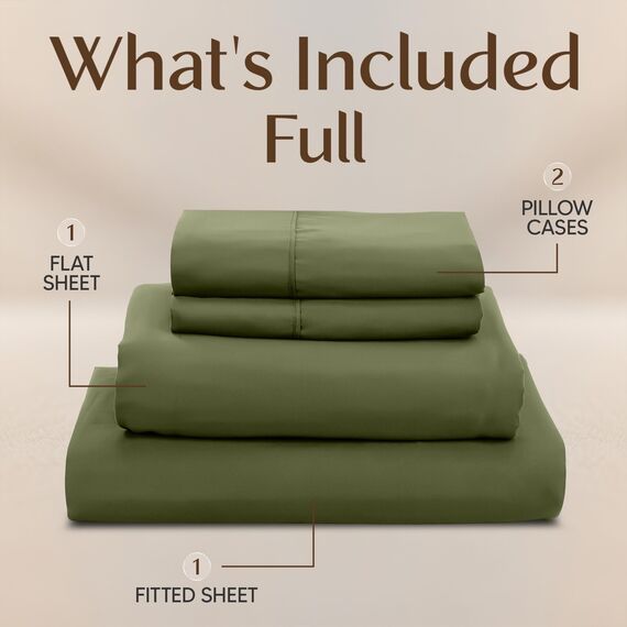 Utopia Bedding Bettwäsche-Set – 4-teiliges Bettwäsche-Set – gebürstete Mikrofaser – schrumpffrei und lichtbeständig – pflegeleicht (voll, olivgrün)