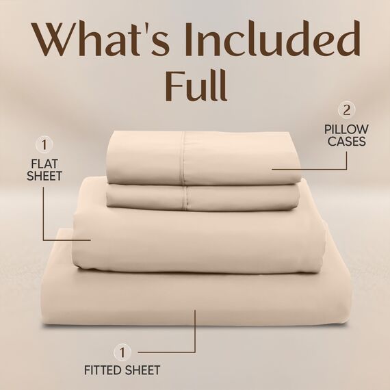 Utopia Bedding Bettwäscheset, 4-teilig, gebürstete Mikrofaser, schrumpft und lichtbeständig, pflegeleicht (Vollbett, Beige)