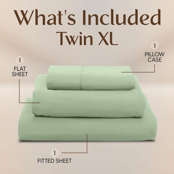 Utopia Bedding Bettlaken für Twin-Bett, 3-teilig, für Studentenwohnheimzimmer, gebürstete Mikrofaser, schrumpft und lichtbeständig, pflegeleicht (Twin XL Twin Extra Long Salbei)