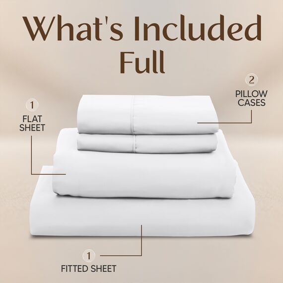 Utopia Bedding Bettwäscheset, 4-teilig, gebürstete Mikrofaser, schrumpft und lichtbeständig, pflegeleicht (Voll, Weiß)