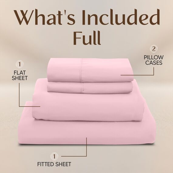 Utopia Bedding Bettwäscheset, 4-teilig, gebürstete Mikrofaser, schrumpft und lichtbeständig, pflegeleicht (Full, Rosa)