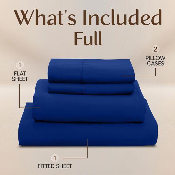 Utopia Bedding Bettwäscheset, 4-teilig, gebürstete Mikrofaser, schrumpft und lichtbeständig, pflegeleicht (Voll, Königsblau)