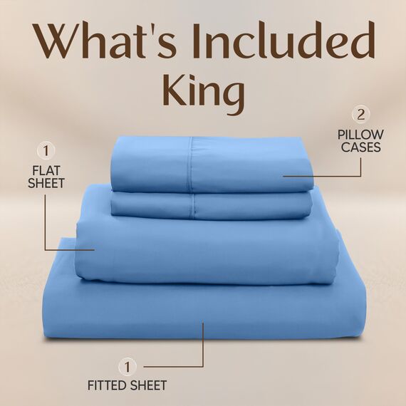 Utopia Bedding Bettwäsche-Set für King-Size-Bett, 4-teilig, gebürstete Mikrofaser, schrumpft und lichtbeständig, pflegeleicht (King-Size-Bett, Dutch Blue)