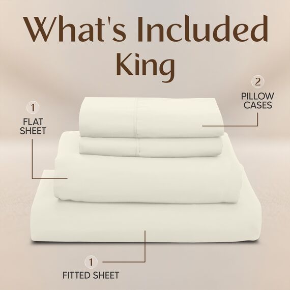 Utopia Bedding Bettwäsche-Set für King-Size-Bett, 4-teilig, gebürstete Mikrofaser, schrumpft und lichtbeständig, pflegeleicht (King-Size-Bett, Elfenbein)