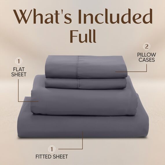 Utopia Bedding Bettwäscheset, 4-teilig, gebürstete Mikrofaser, schrumpft und lichtbeständig, pflegeleicht (Voll, Grau)