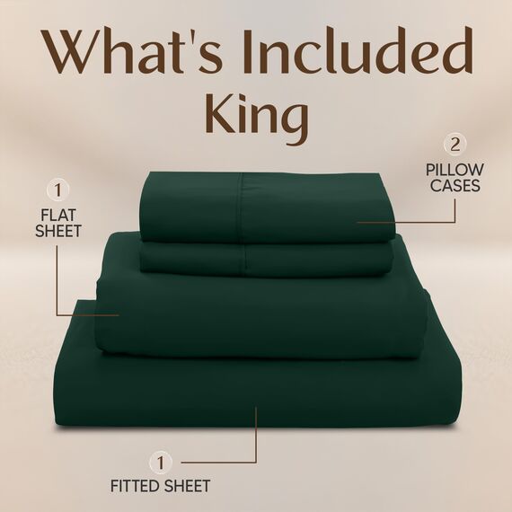 Utopia Bedding Bettwäsche-Set für King-Size-Betten, 4-teilig, gebürstete Mikrofaser, schrumpft und lichtbeständig, pflegeleicht (Kingsize, Smaragd)