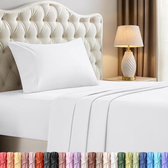 Utopia Bedding Bettwäsche-Set für Twin-Bett, 3-teilig, gebürstete Mikrofaser, schrumpft und lichtbeständig, pflegeleicht (Twin-Size-Bett, Weiß)