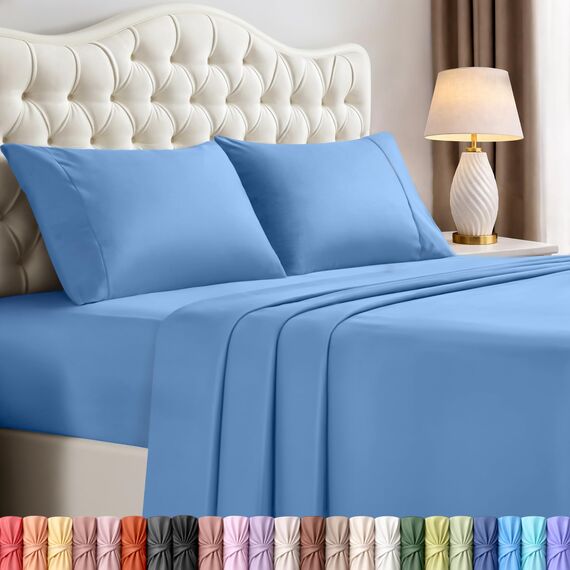 Utopia Bedding Bettwäscheset, 4-teiliges Bettwäsche-Set, gebürstete Mikrofaser, schrumpft und lichtbeständig, pflegeleicht (Voll, Dutch Blue)